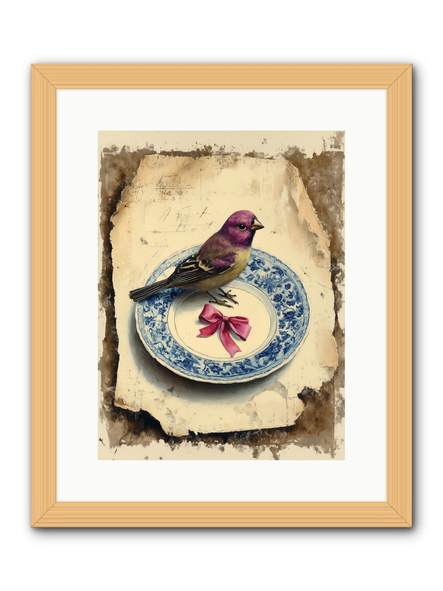 Lavender Perch -- Framed Print - Natural 12x16