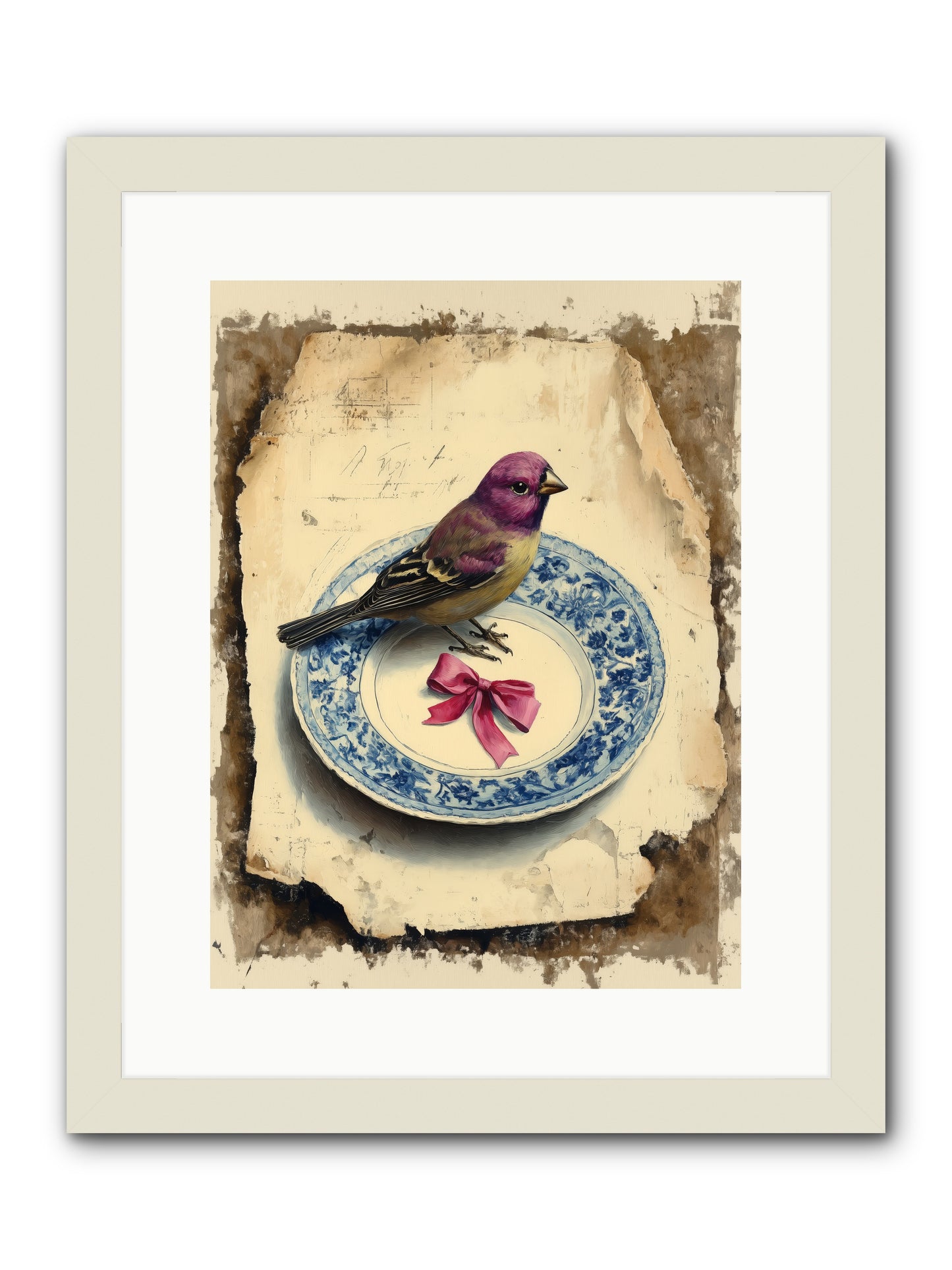 Lavender Perch -- Framed Print - White 12x16