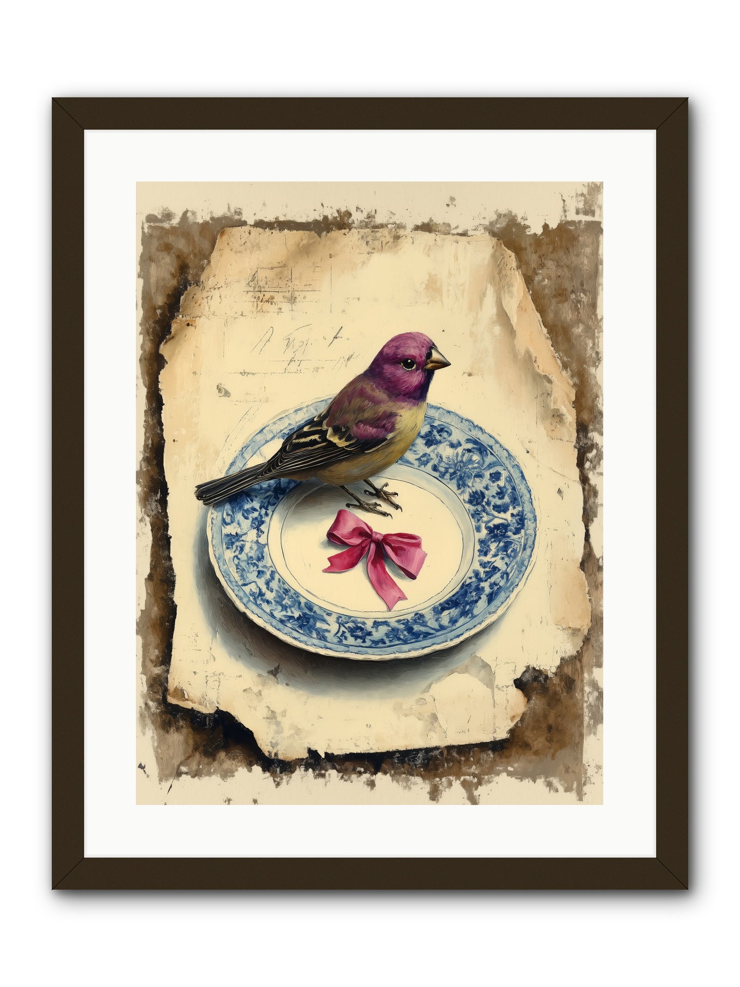 Lavender Perch -- Framed Print - Black 18x24