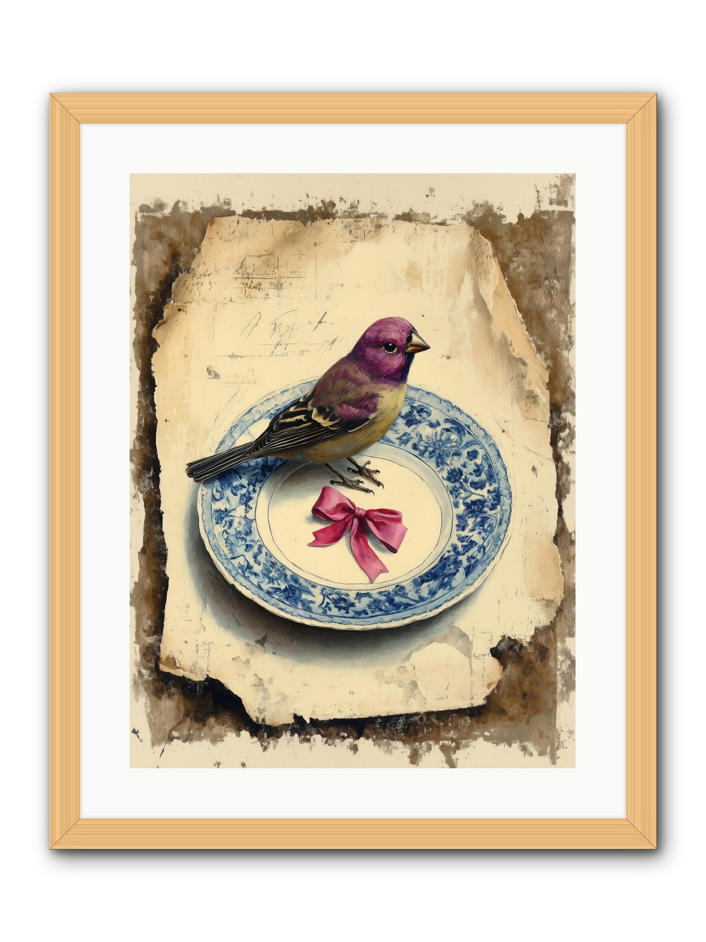 Lavender Perch -- Framed Print - Natural 18x24