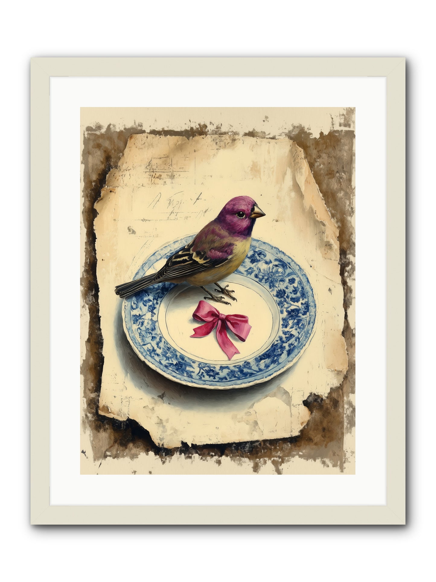 Lavender Perch -- Framed Print - White 18x24