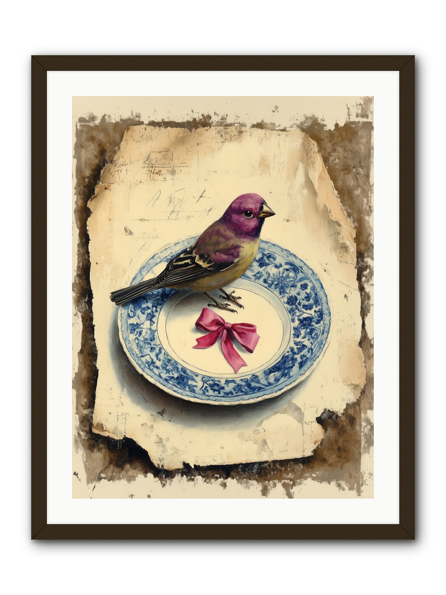 Lavender Perch -- Framed Print - Black 24x32