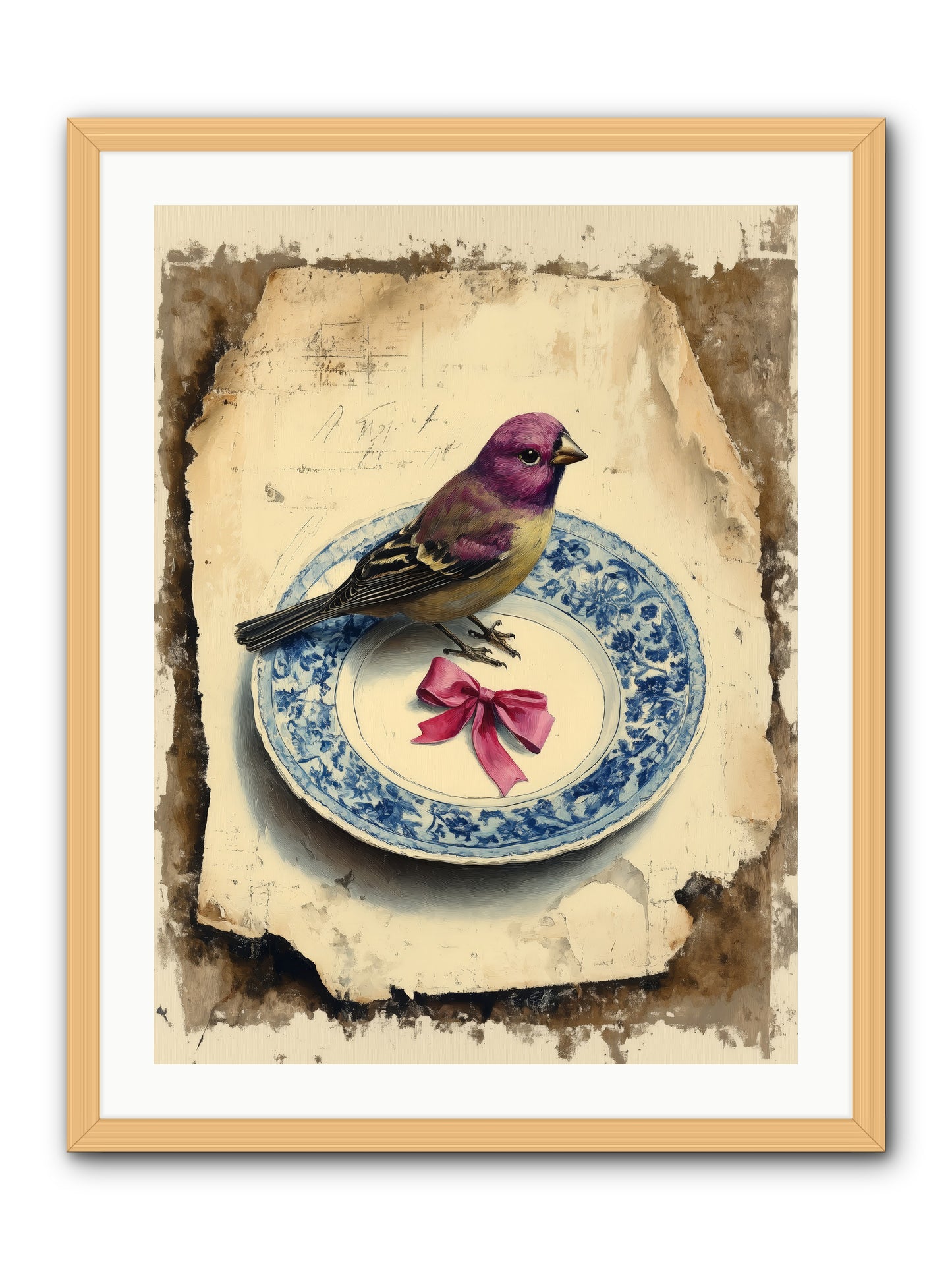 Lavender Perch -- Framed Print - Natural 24x32