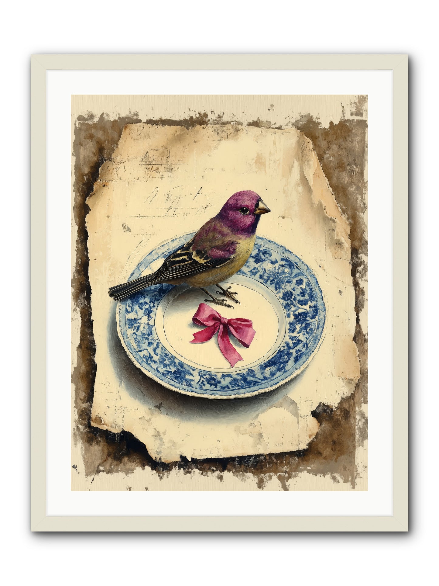 Lavender Perch -- Framed Print - White 24x32