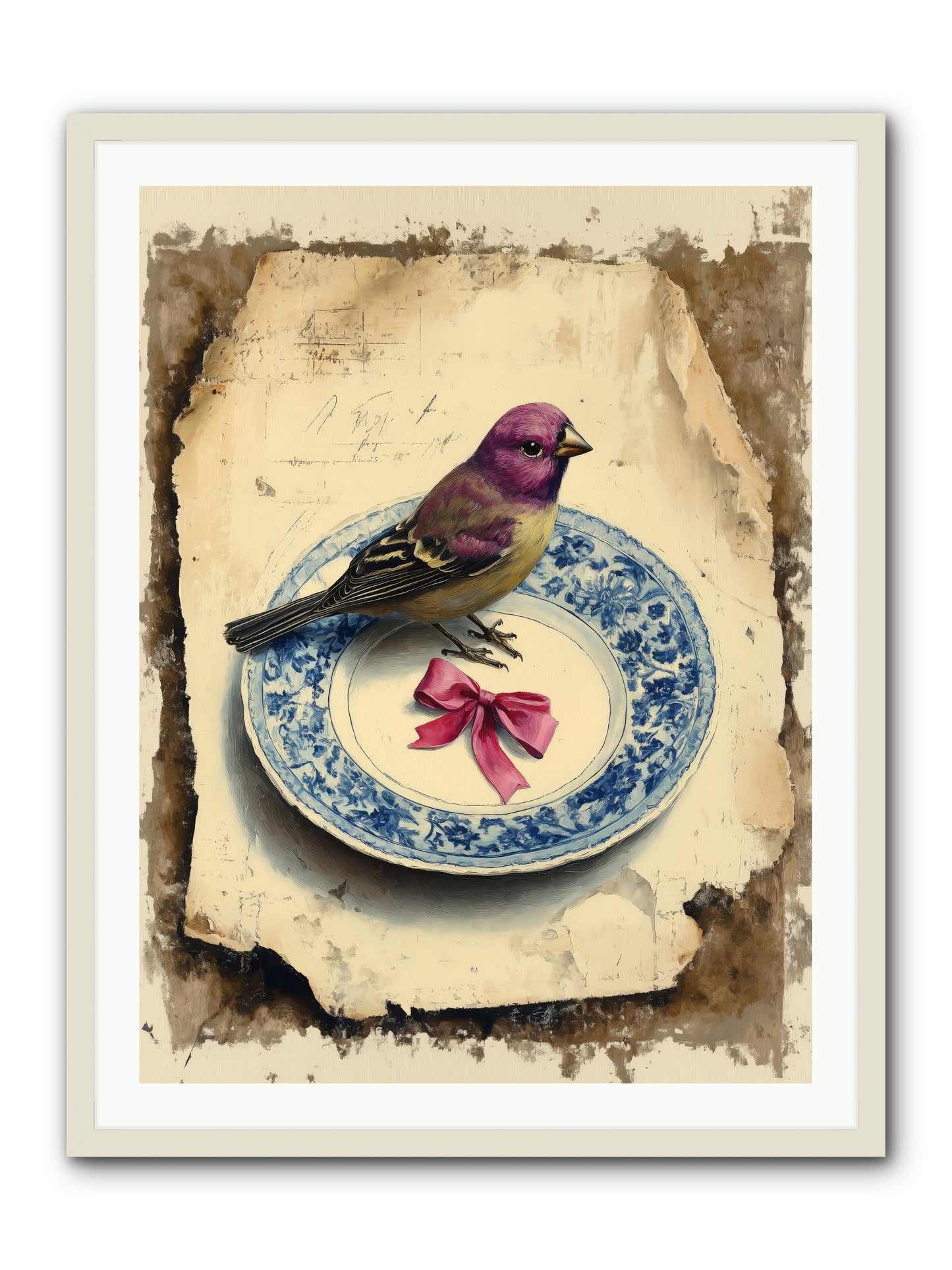 Lavender Perch -- Framed Print - White 30x40