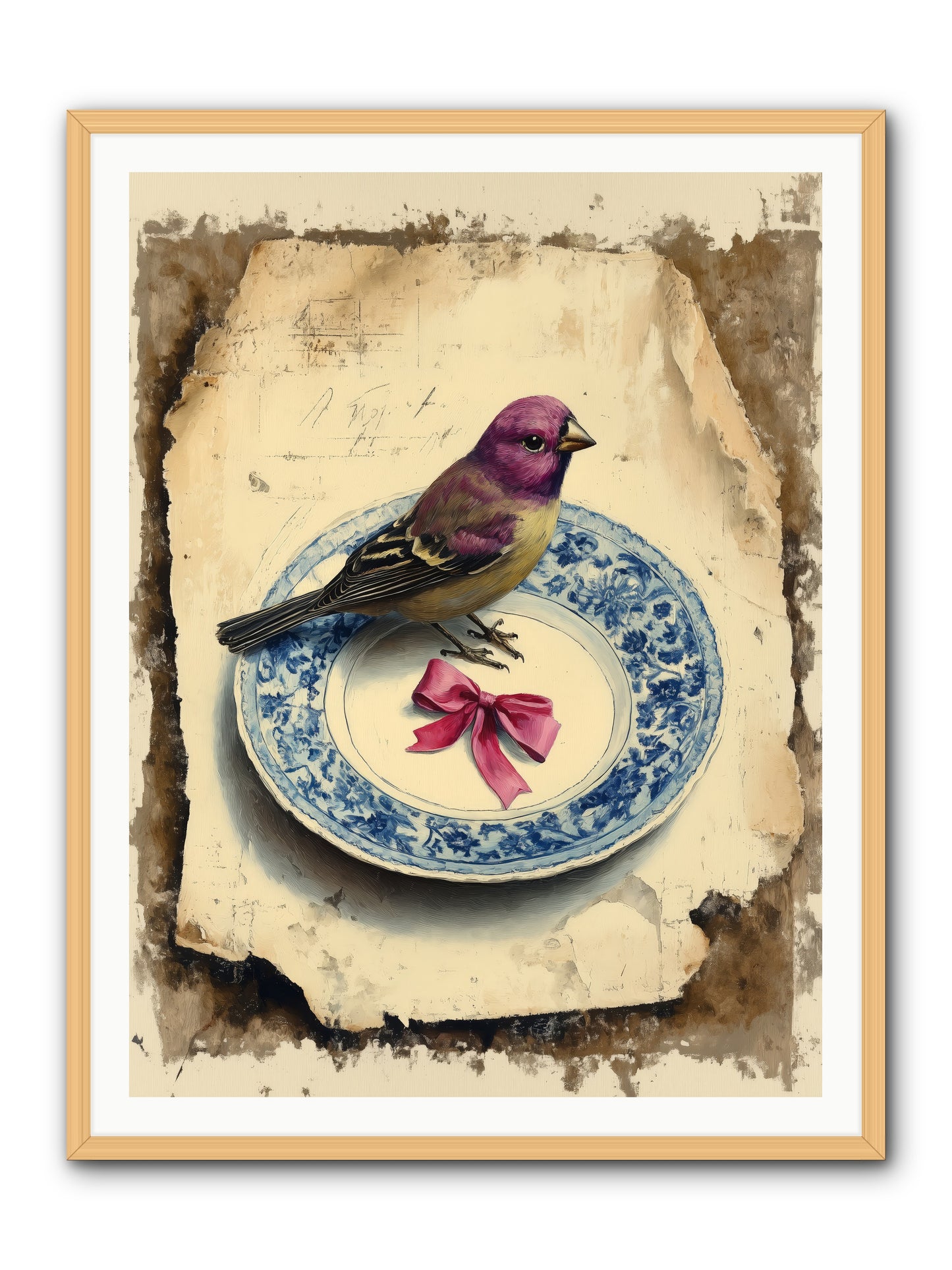 Lavender Perch -- Framed Print - Natural 36x48