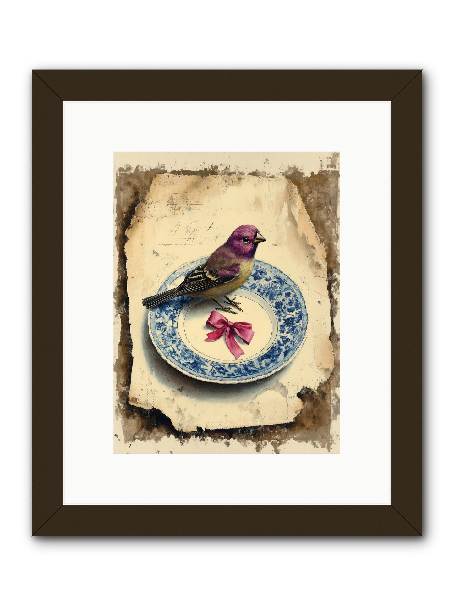 Lavender Perch -- Framed Print - Black 9x12