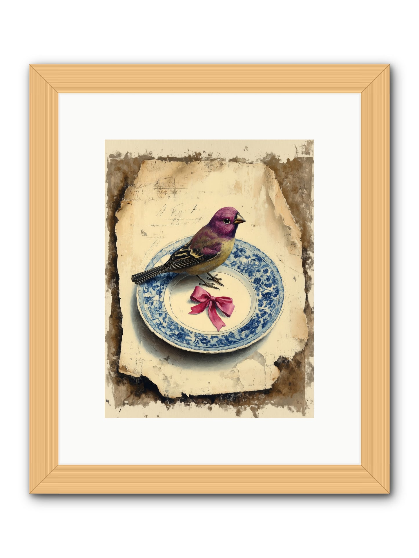 Lavender Perch -- Framed Print - Natural 9x12