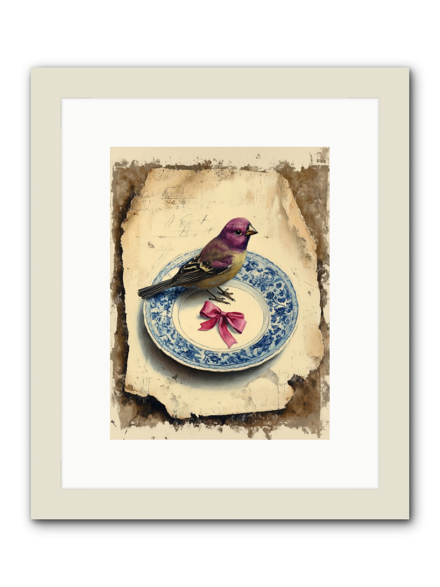 Lavender Perch -- Framed Print - White 9x12