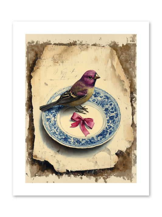 Lavender Perch -- Paper Print 9x12