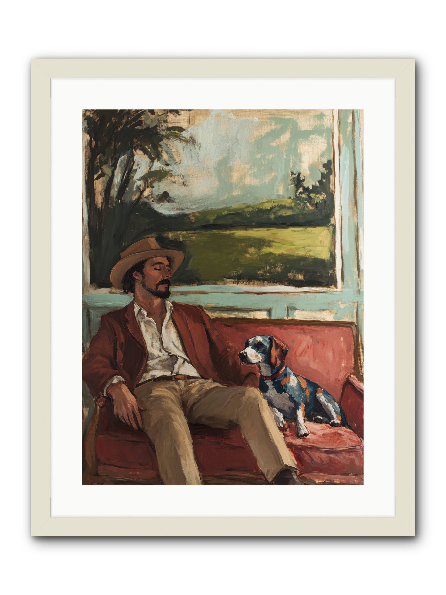 Lazy Day Contentment -- Framed Print - White 18x24