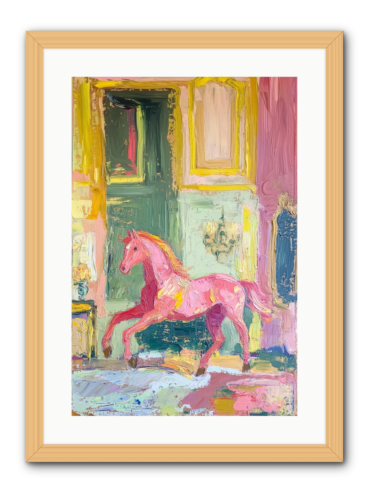 Le Cheval Rose -- Framed Print - Natural 16x24