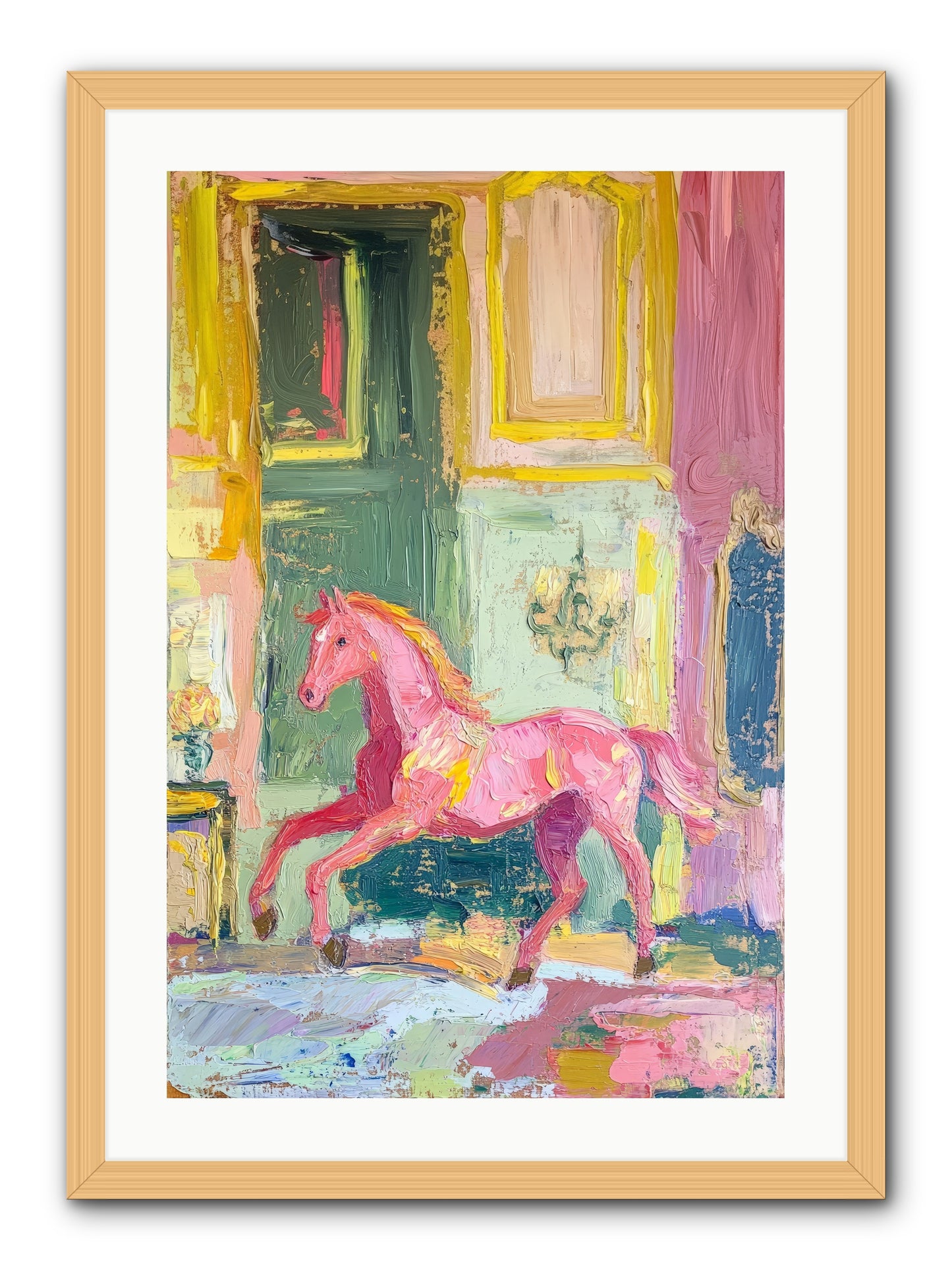 Le Cheval Rose -- Framed Print - Natural 20x30