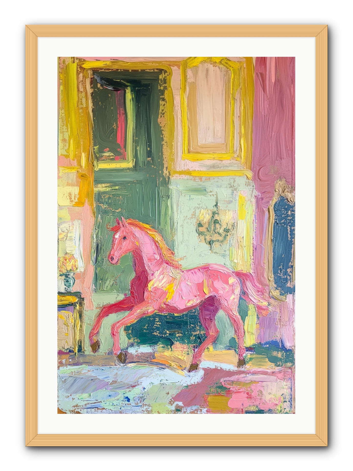 Le Cheval Rose -- Framed Print - Natural 24x36
