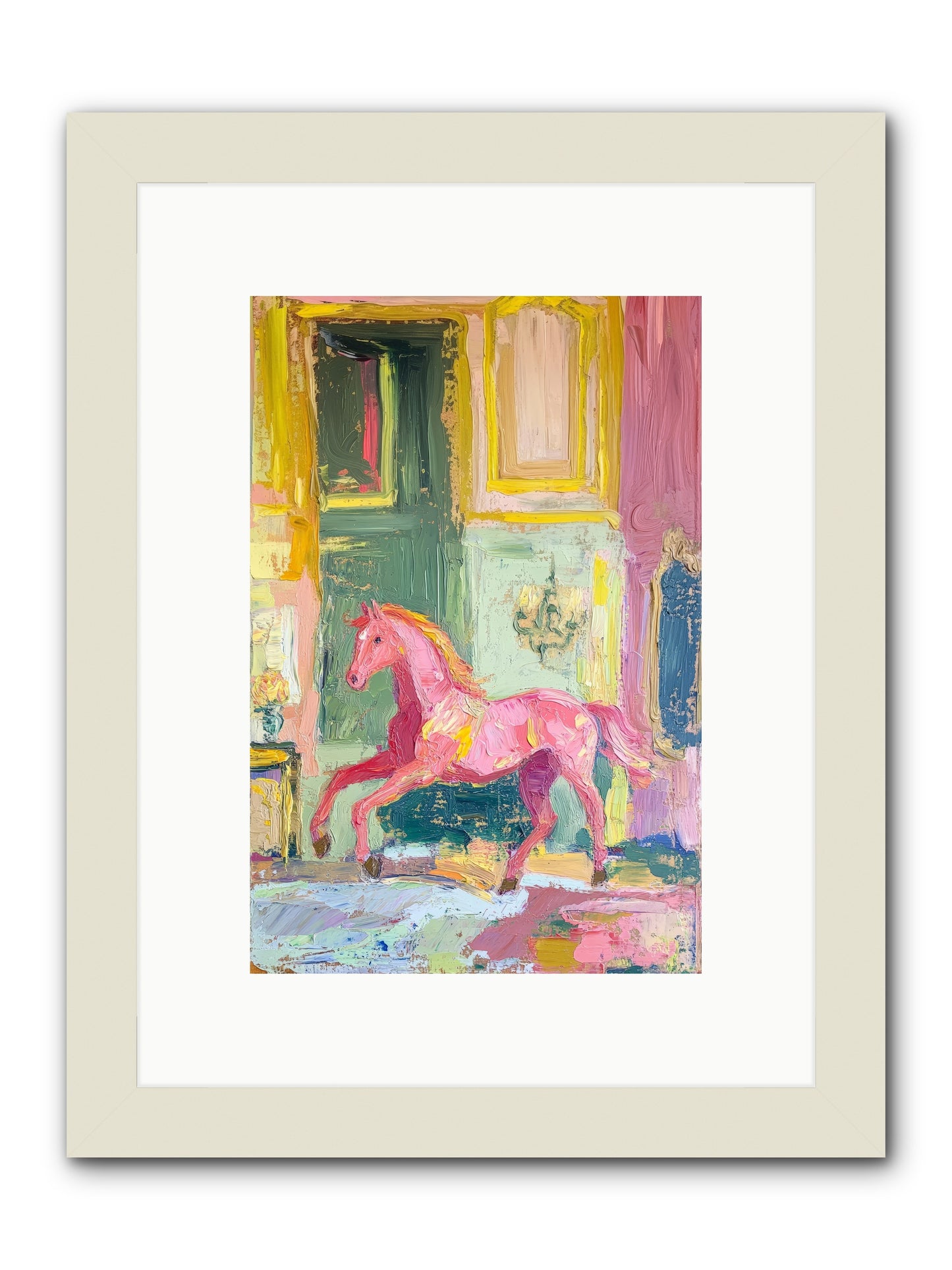 Le Cheval Rose -- Framed Print - White 8x12
