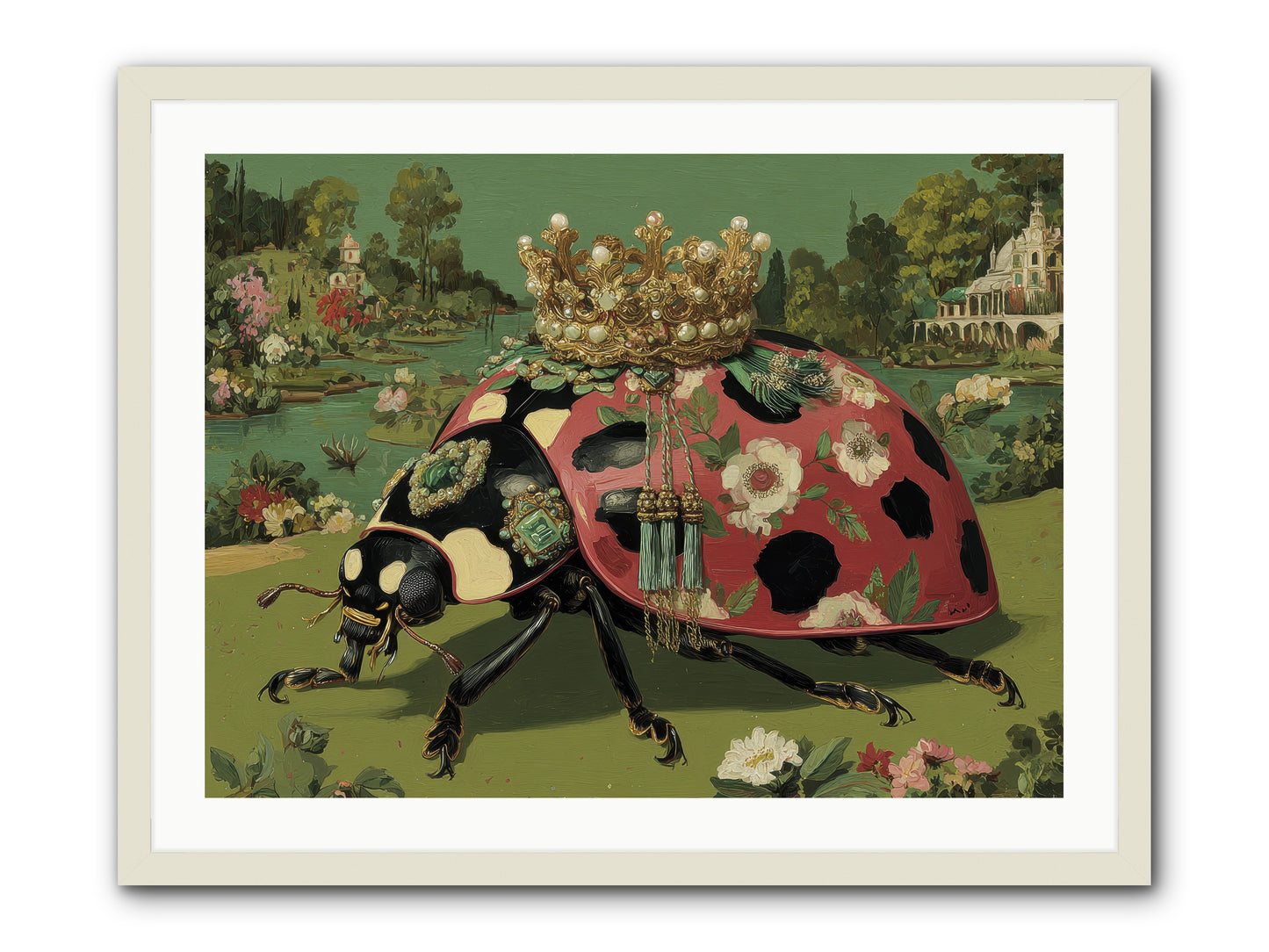 Leisure in Sunlit Haze -- Framed Print - White 32x24