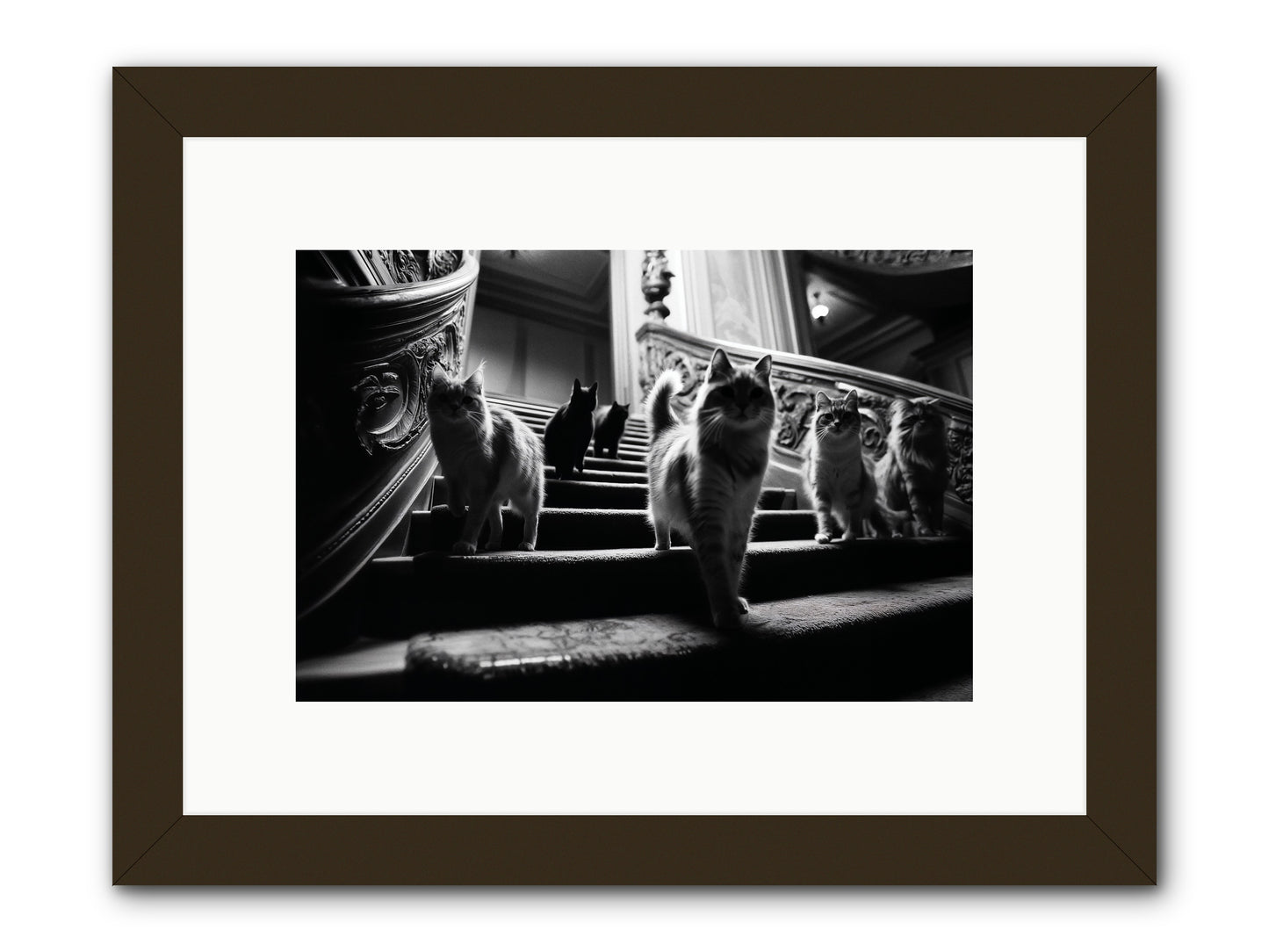 Les Chats -- Framed Print - Black 12x8