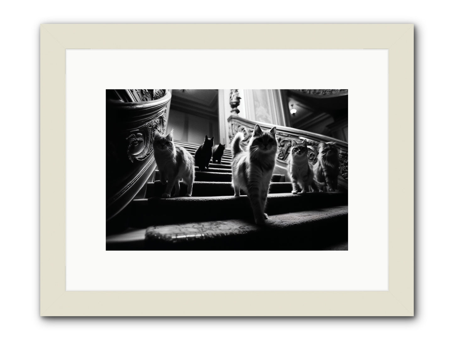 Les Chats -- Framed Print - White 12x8