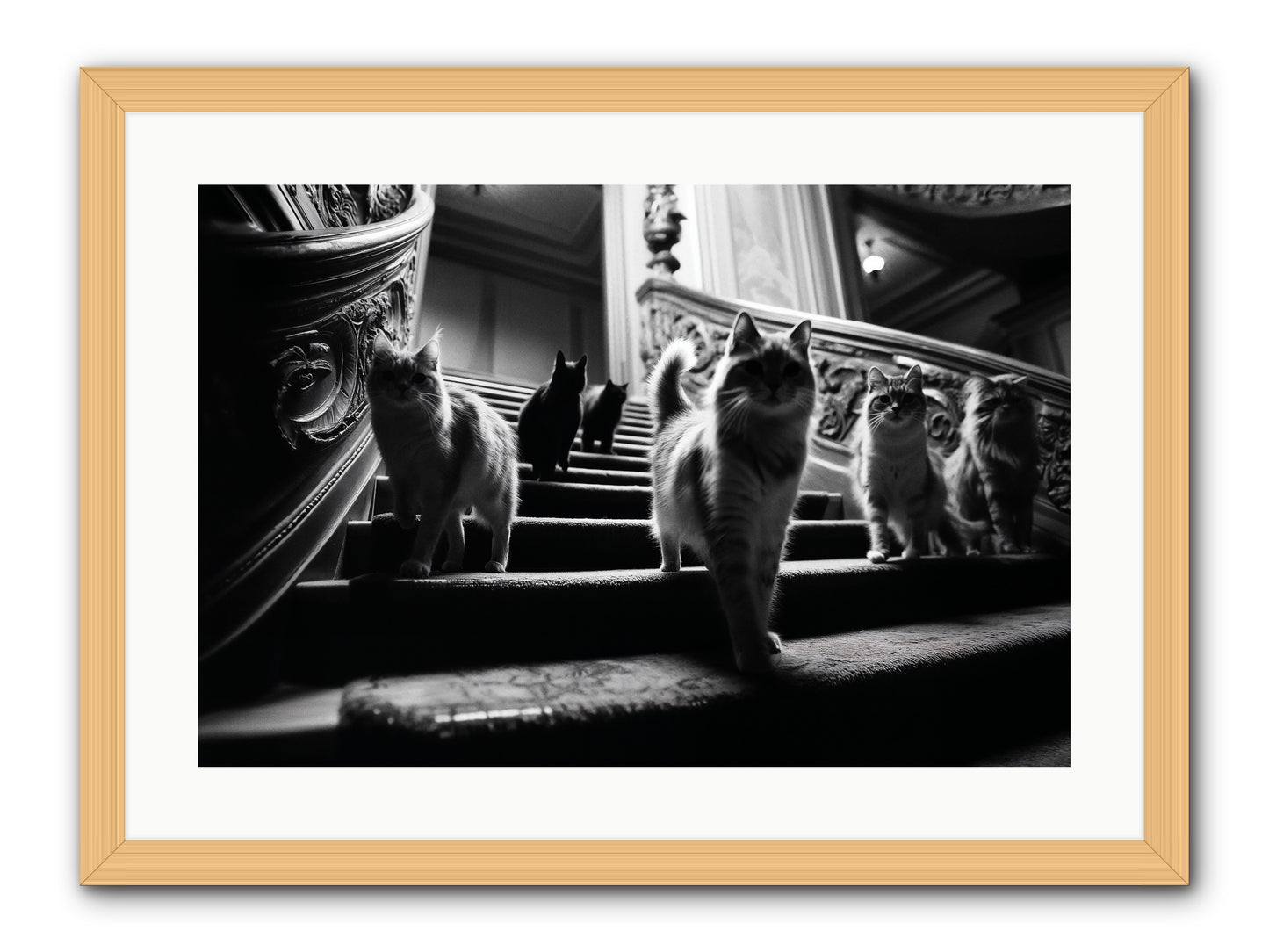 Les Chats -- Framed Print - Natural 24x16