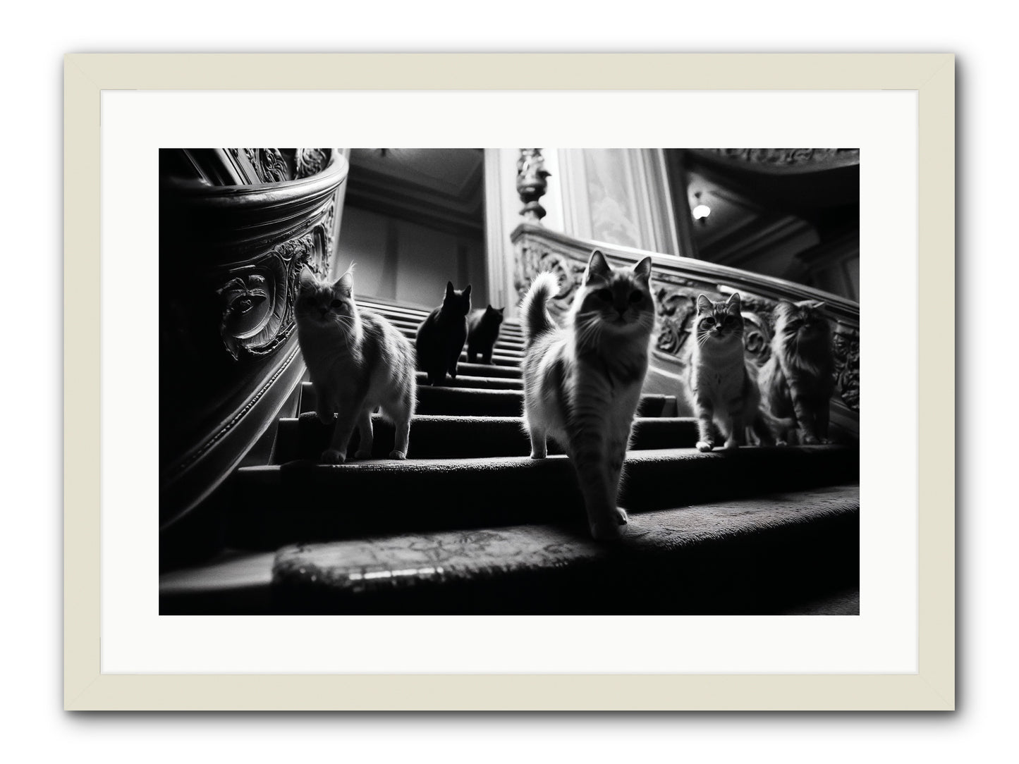 Les Chats -- Framed Print - White 24x16