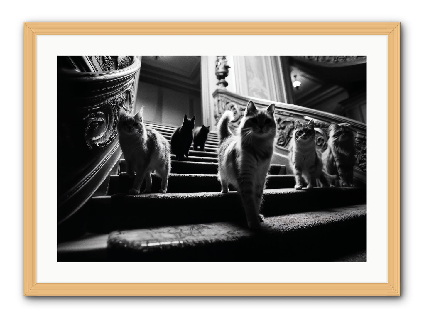 Les Chats -- Framed Print - Natural 30x20