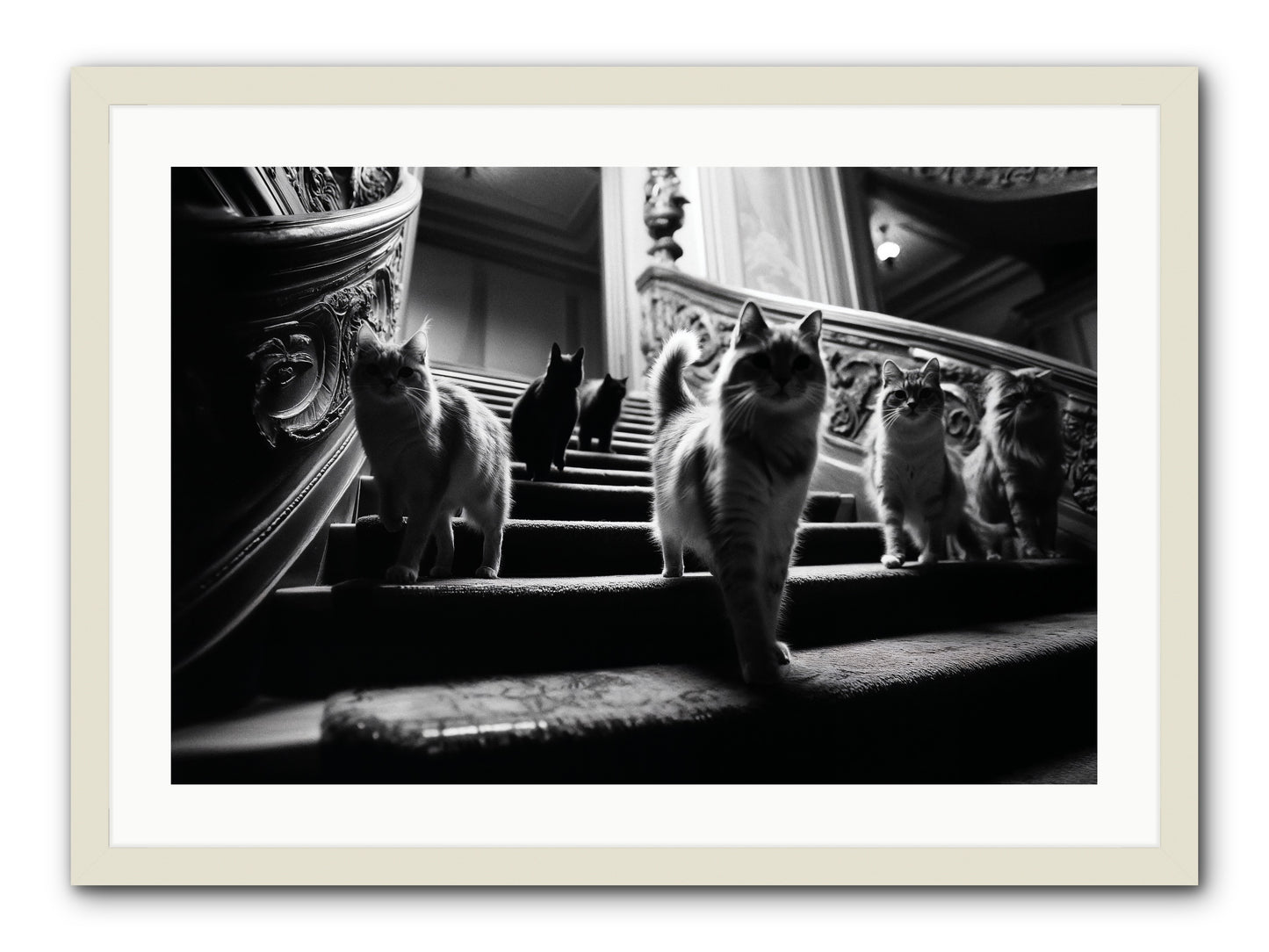 Les Chats -- Framed Print - White 30x20