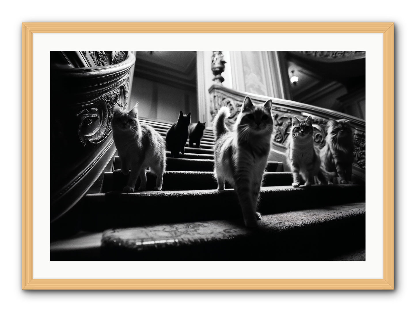 Les Chats -- Framed Print - Natural 36x24