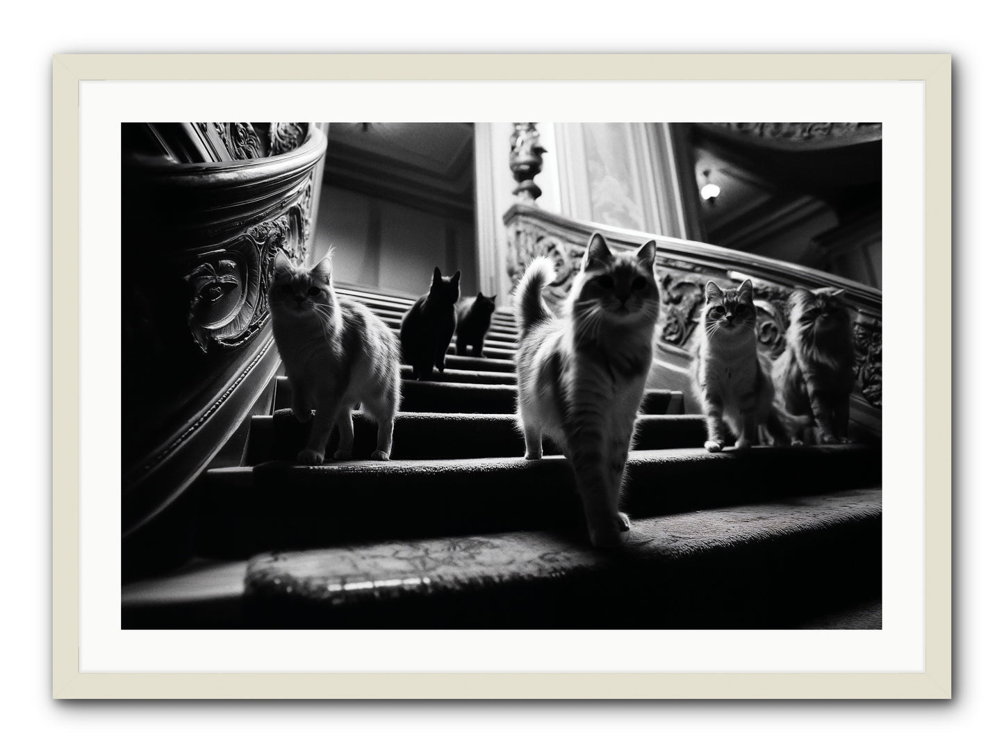 Les Chats -- Framed Print - White 36x24