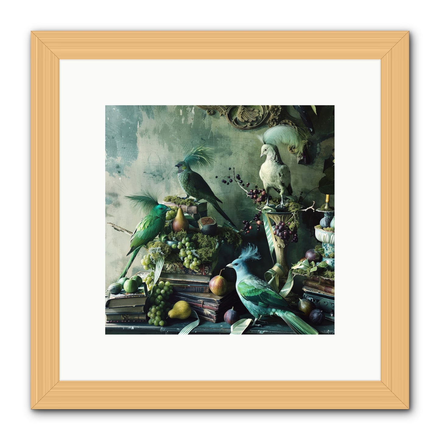Les Oiseaux Exquis -- Framed Print - Natural 10x10