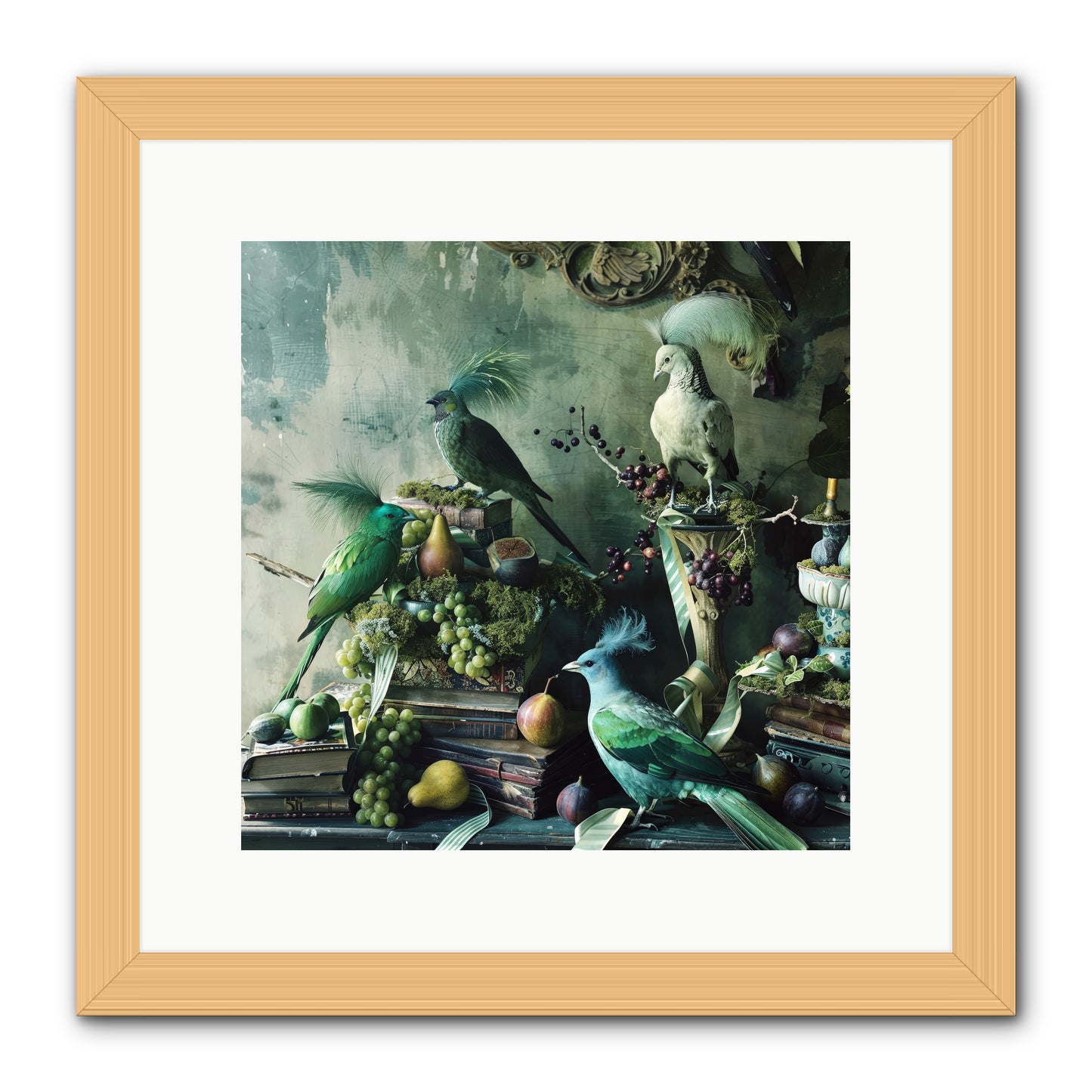 Les Oiseaux Exquis -- Framed Print - Natural 12x12