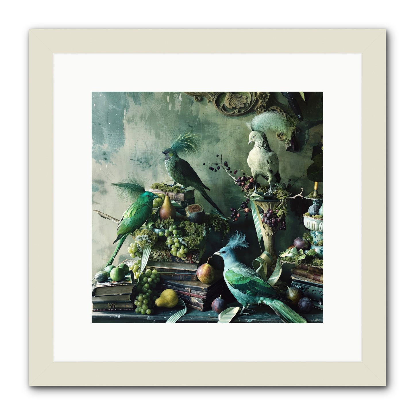 Les Oiseaux Exquis -- Framed Print - White 12x12