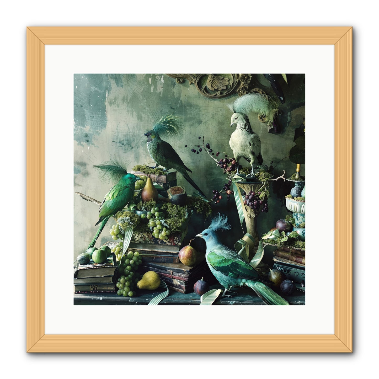 Les Oiseaux Exquis -- Framed Print - Natural 16x16