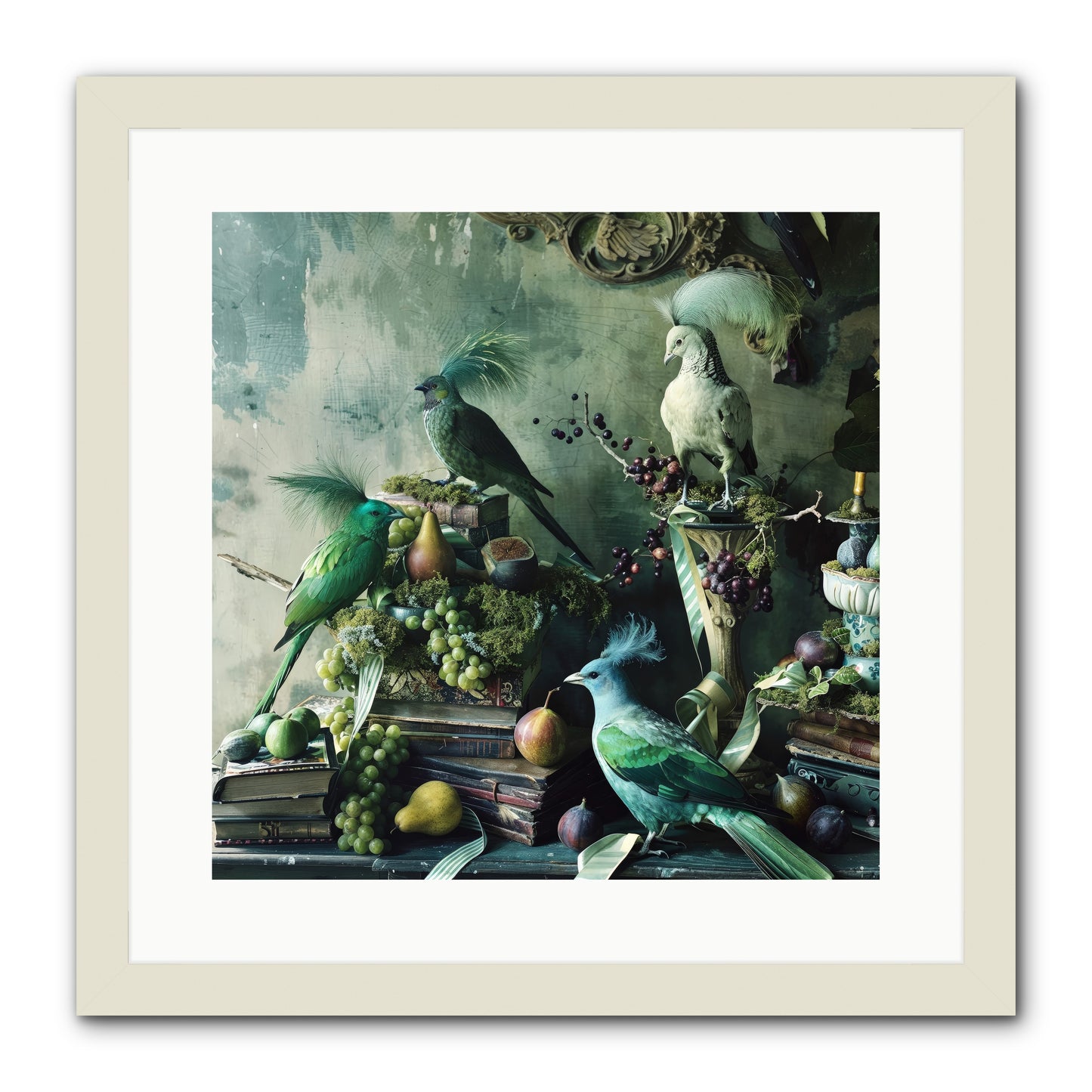Les Oiseaux Exquis -- Framed Print - White 16x16