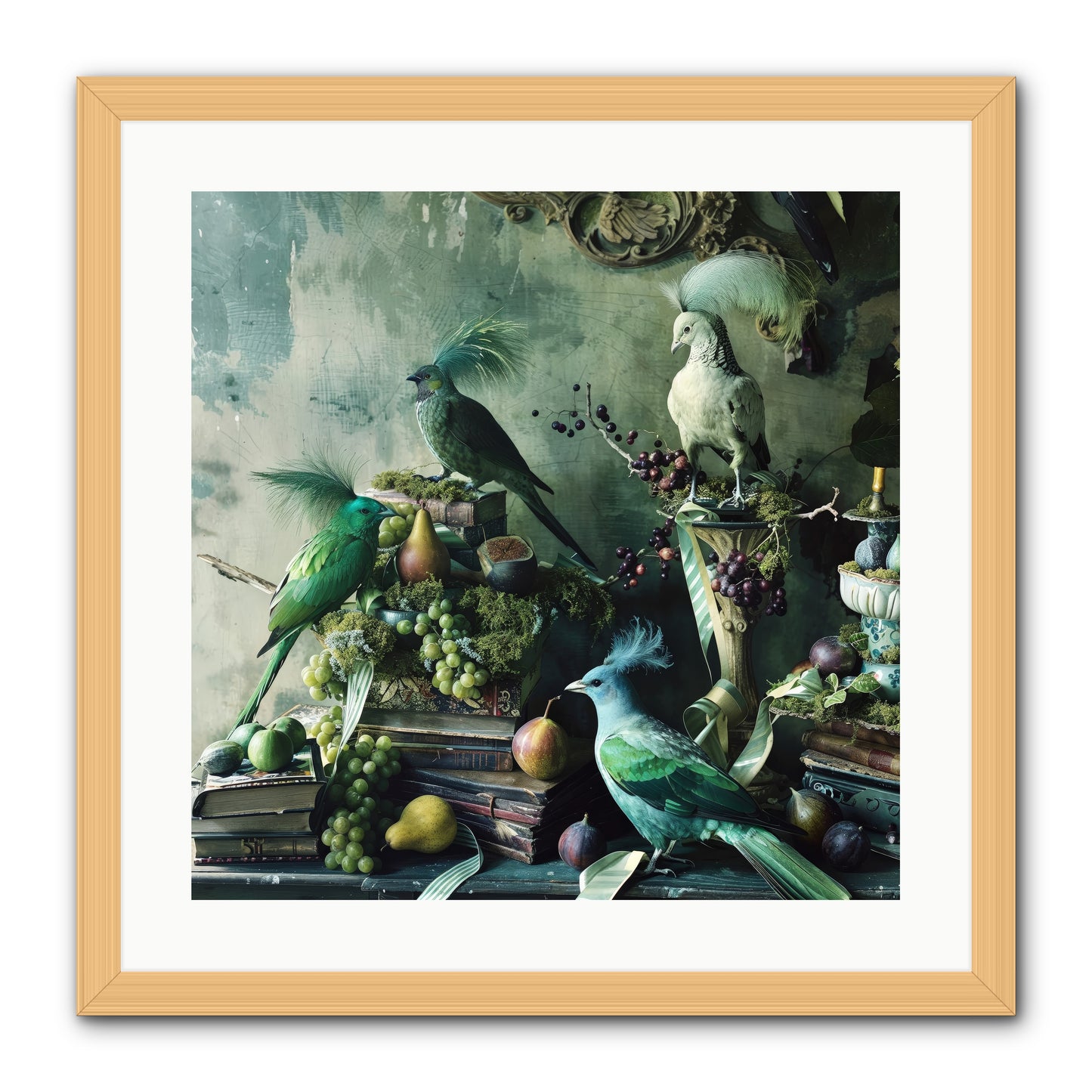 Les Oiseaux Exquis -- Framed Print - Natural 20x20