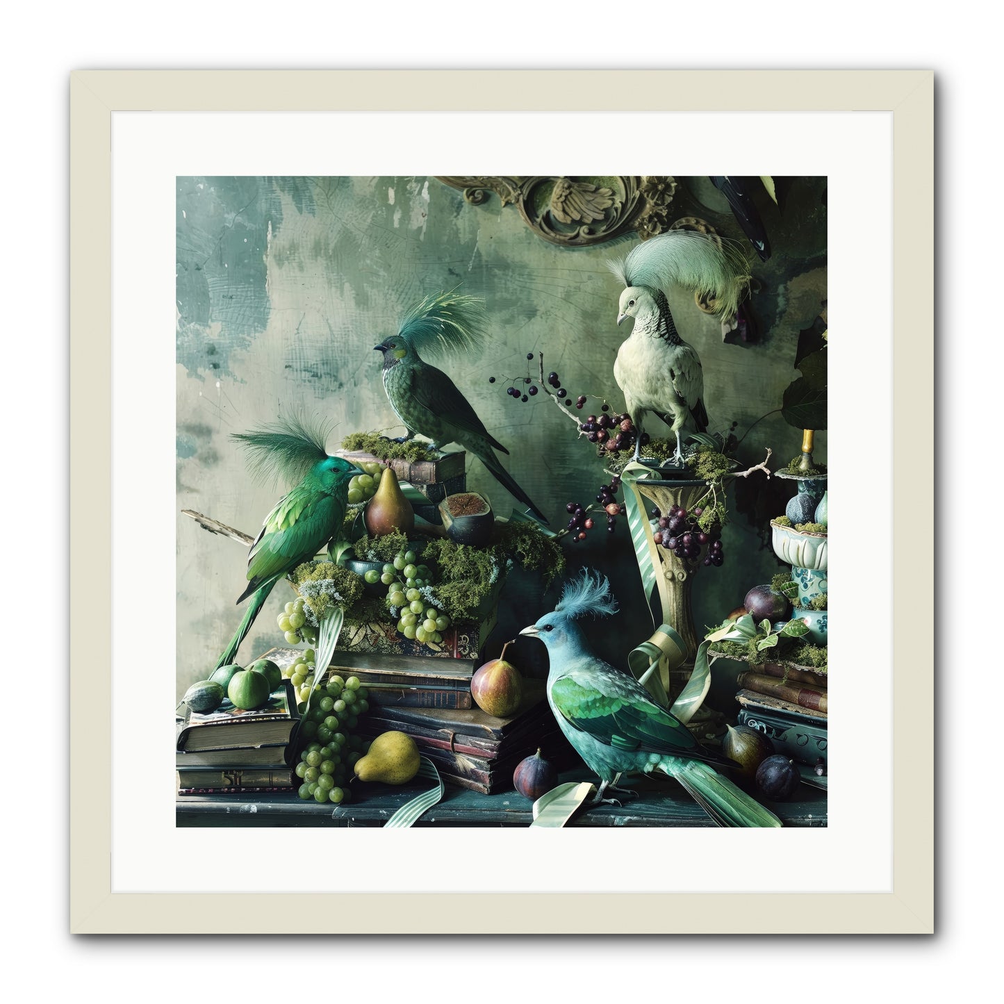 Les Oiseaux Exquis -- Framed Print - White 20x20