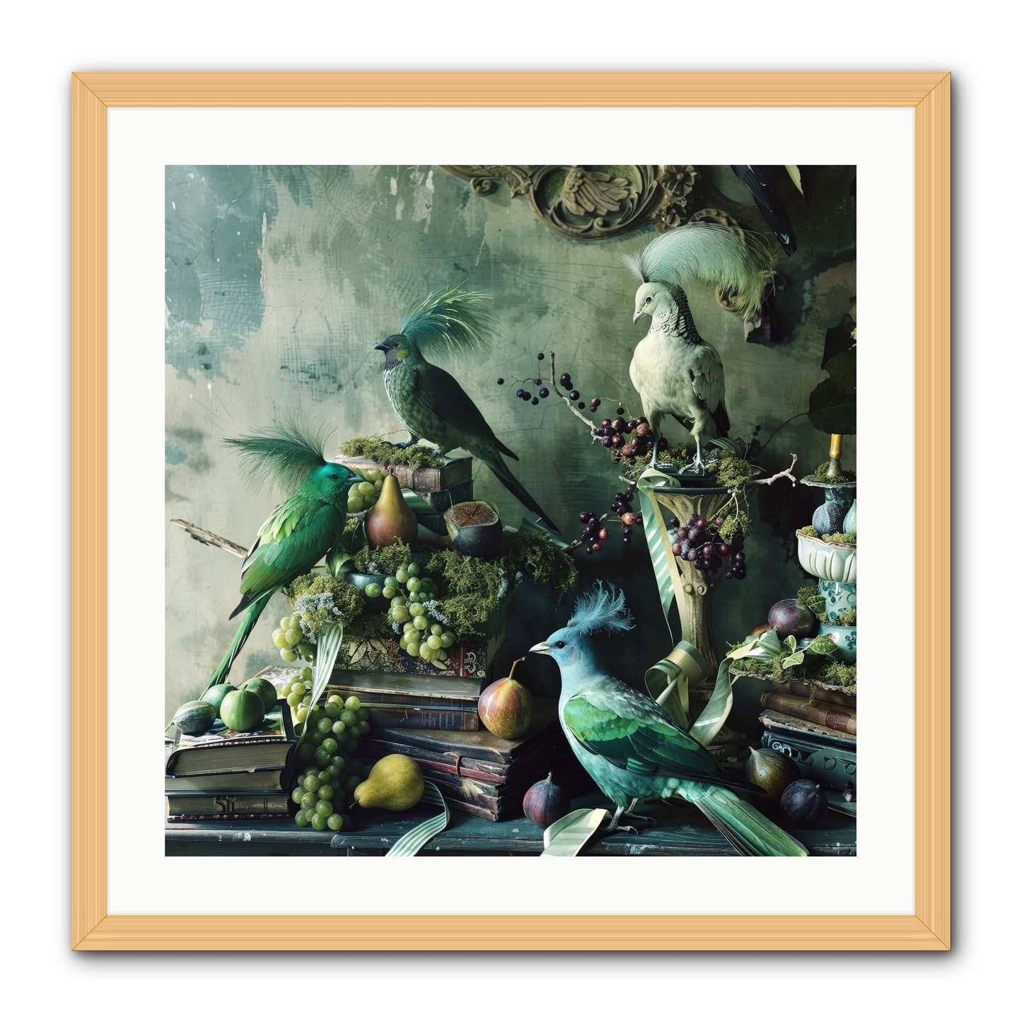 Les Oiseaux Exquis -- Framed Print - Natural 24x24