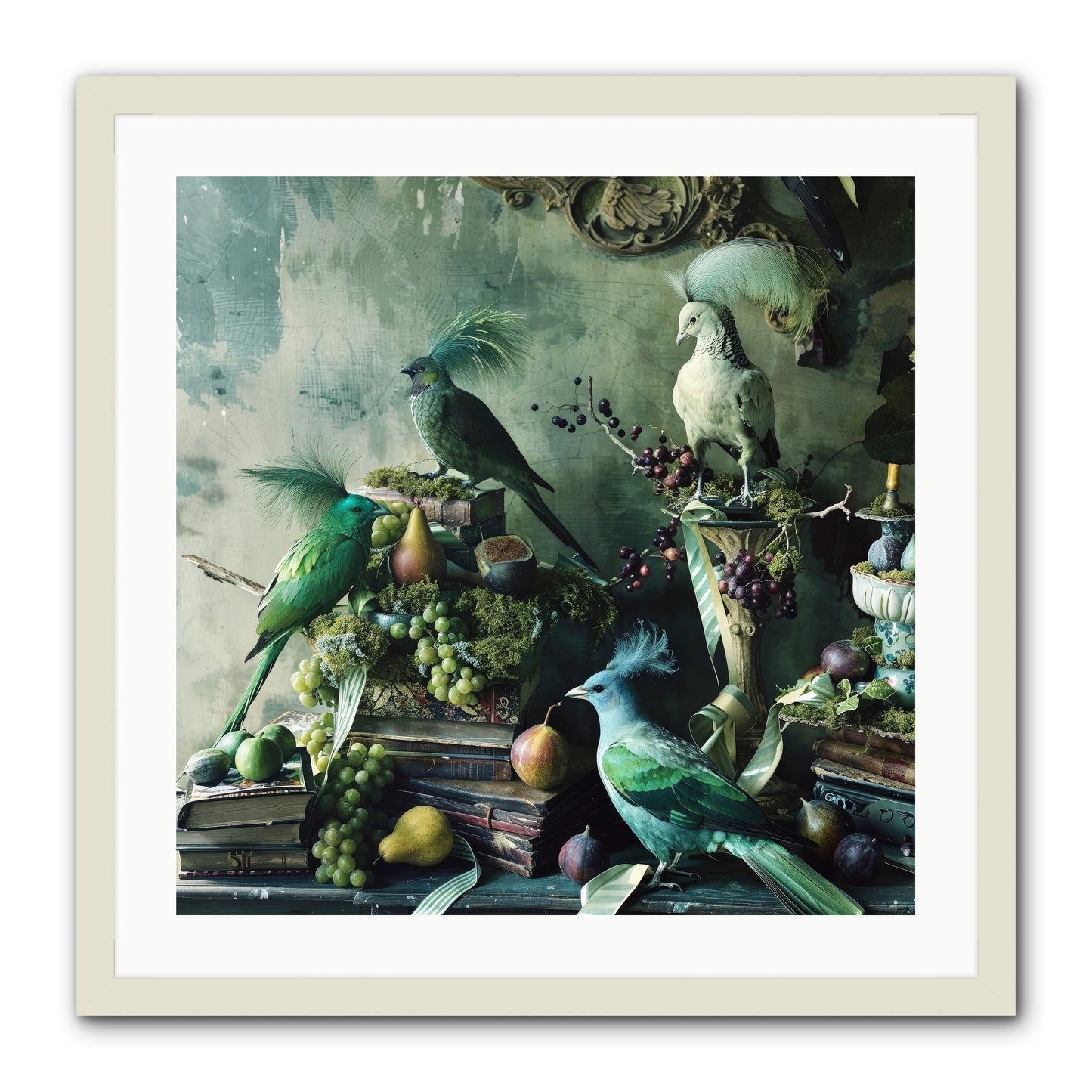Les Oiseaux Exquis -- Framed Print - White 24x24