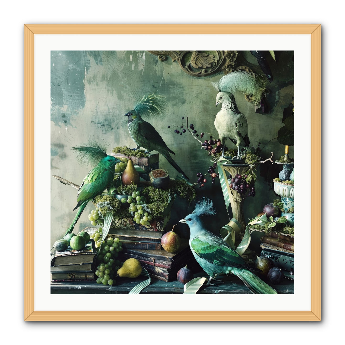 Les Oiseaux Exquis -- Framed Print - Natural 30x30