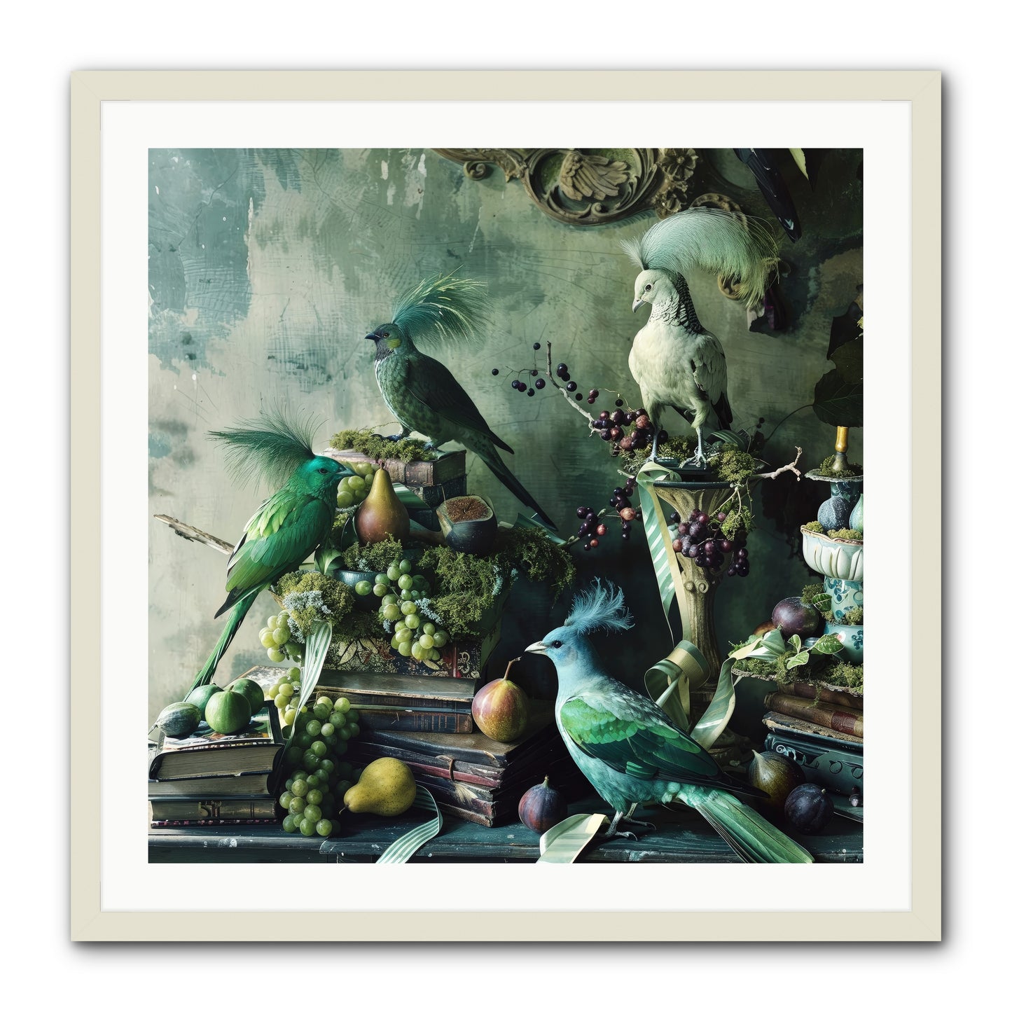 Les Oiseaux Exquis -- Framed Print - White 30x30