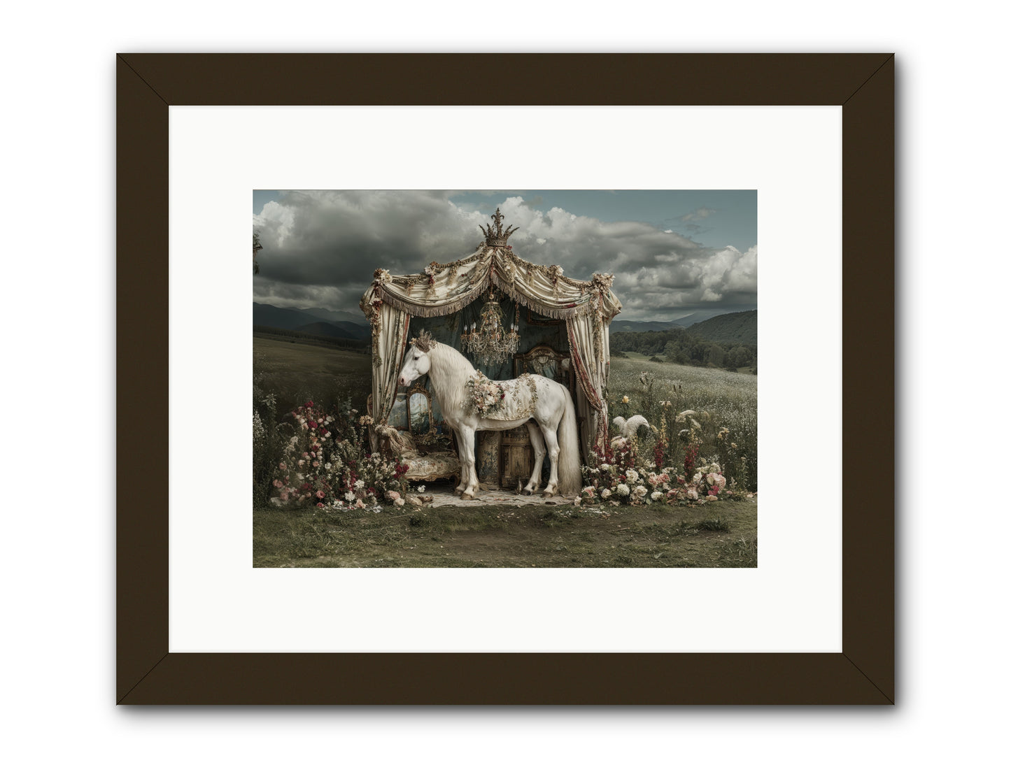 Letters in Rain -- Framed Print - Black 12x9