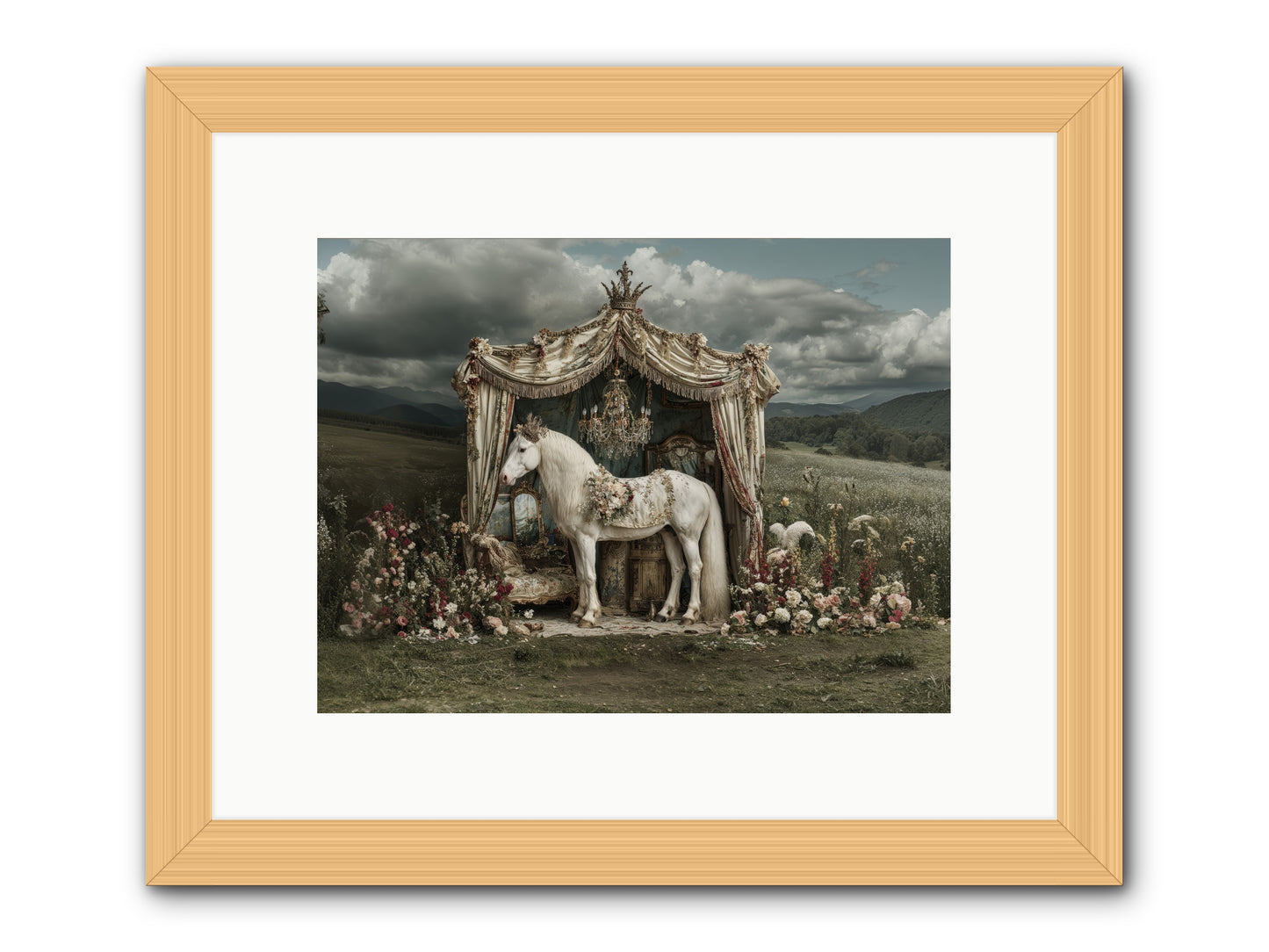 Letters in Rain -- Framed Print - Natural 12x9