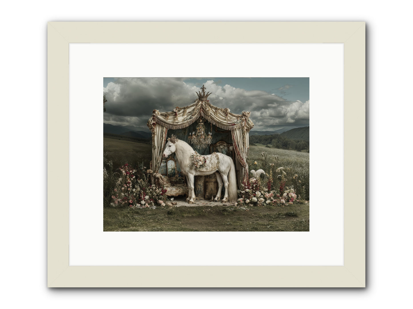 Letters in Rain -- Framed Print - White 12x9