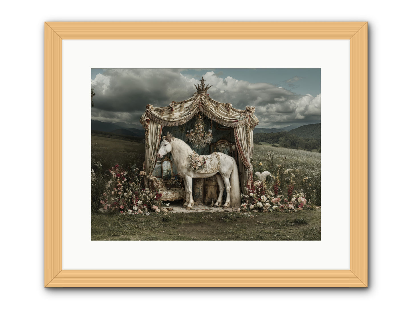 Letters in Rain -- Framed Print - Natural 16x12