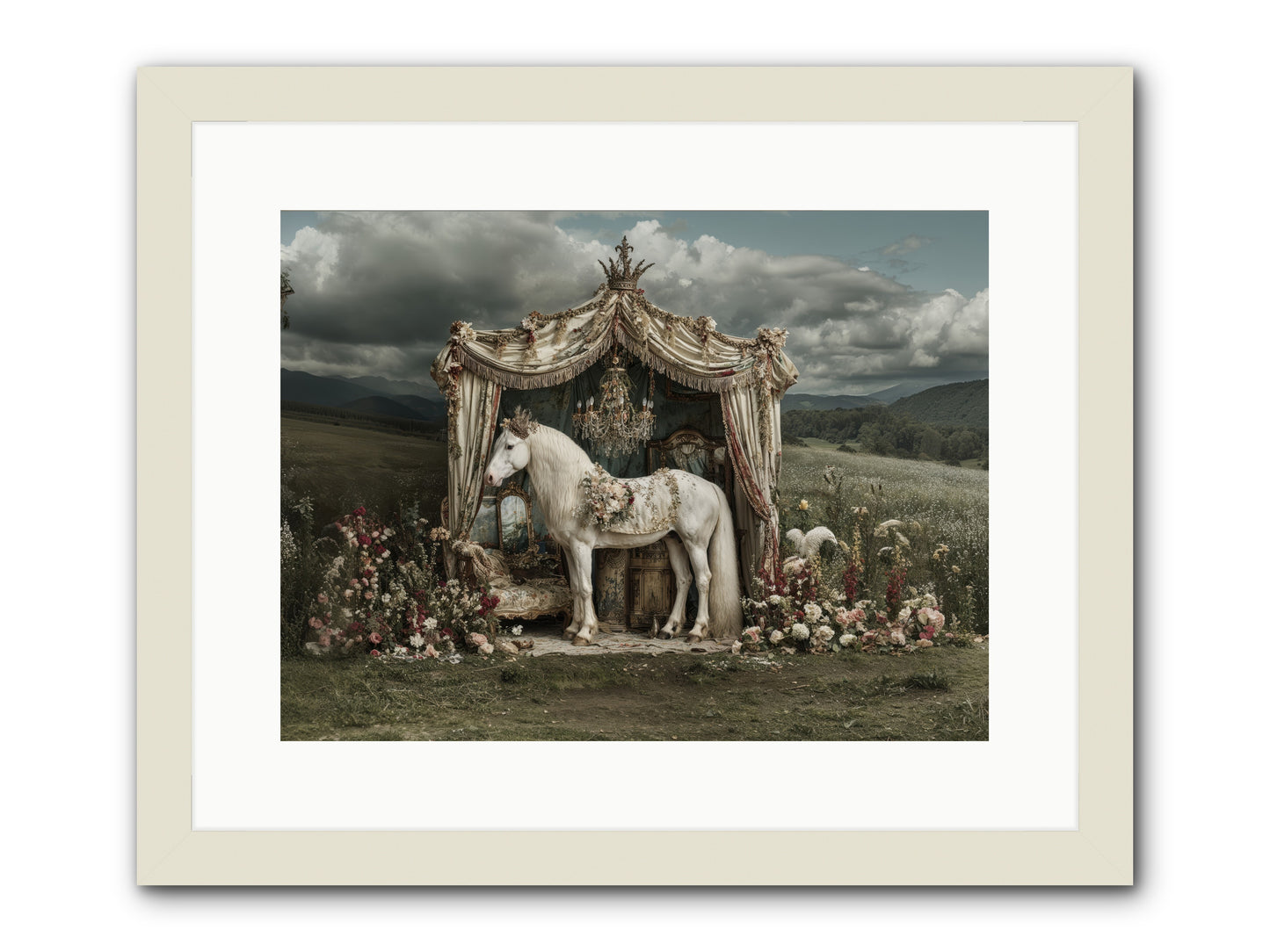Letters in Rain -- Framed Print - White 16x12