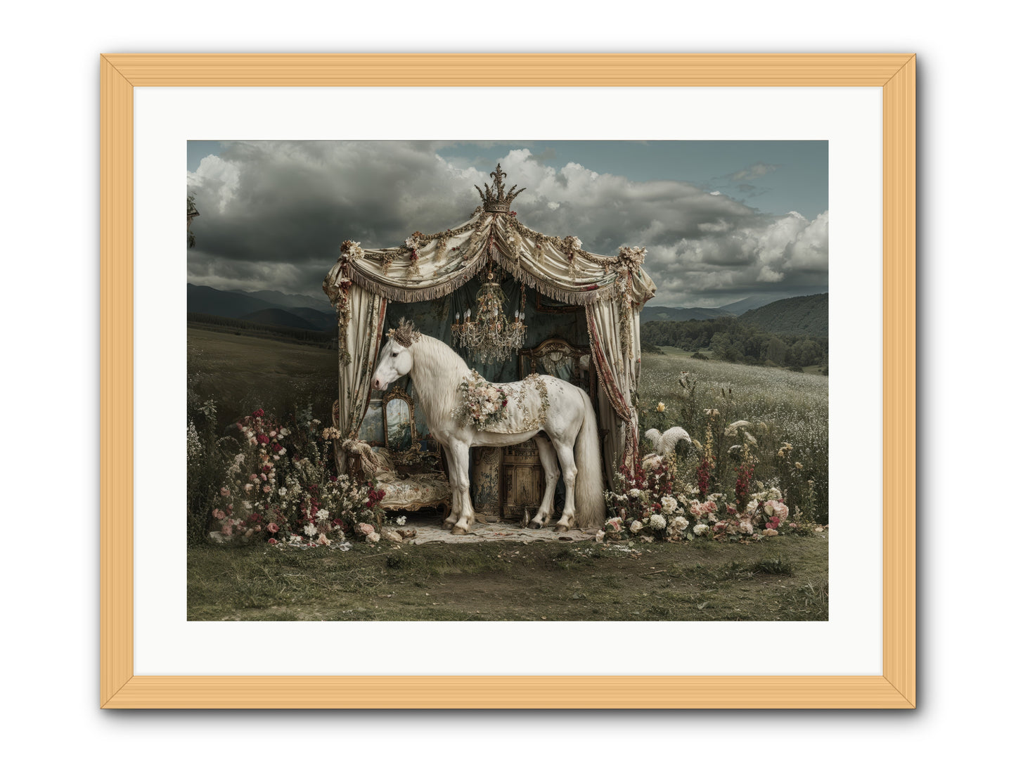 Letters in Rain -- Framed Print - Natural 24x18