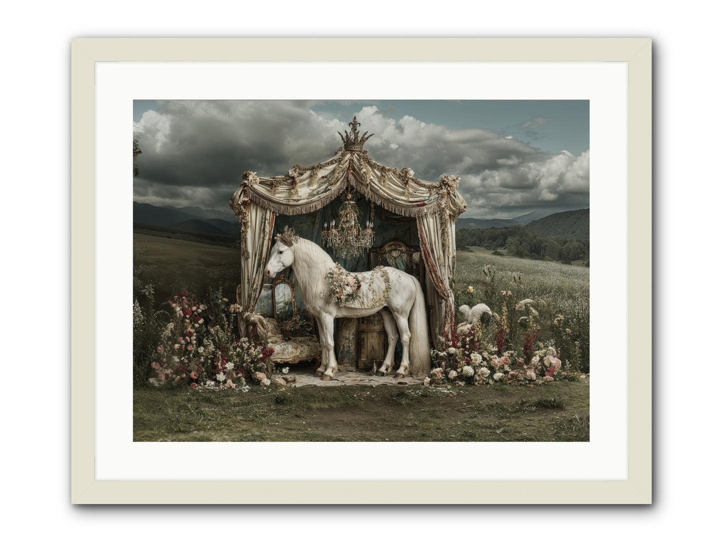 Letters in Rain -- Framed Print - White 24x18