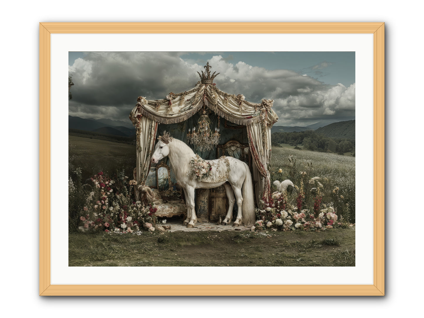 Letters in Rain -- Framed Print - Natural 32x24