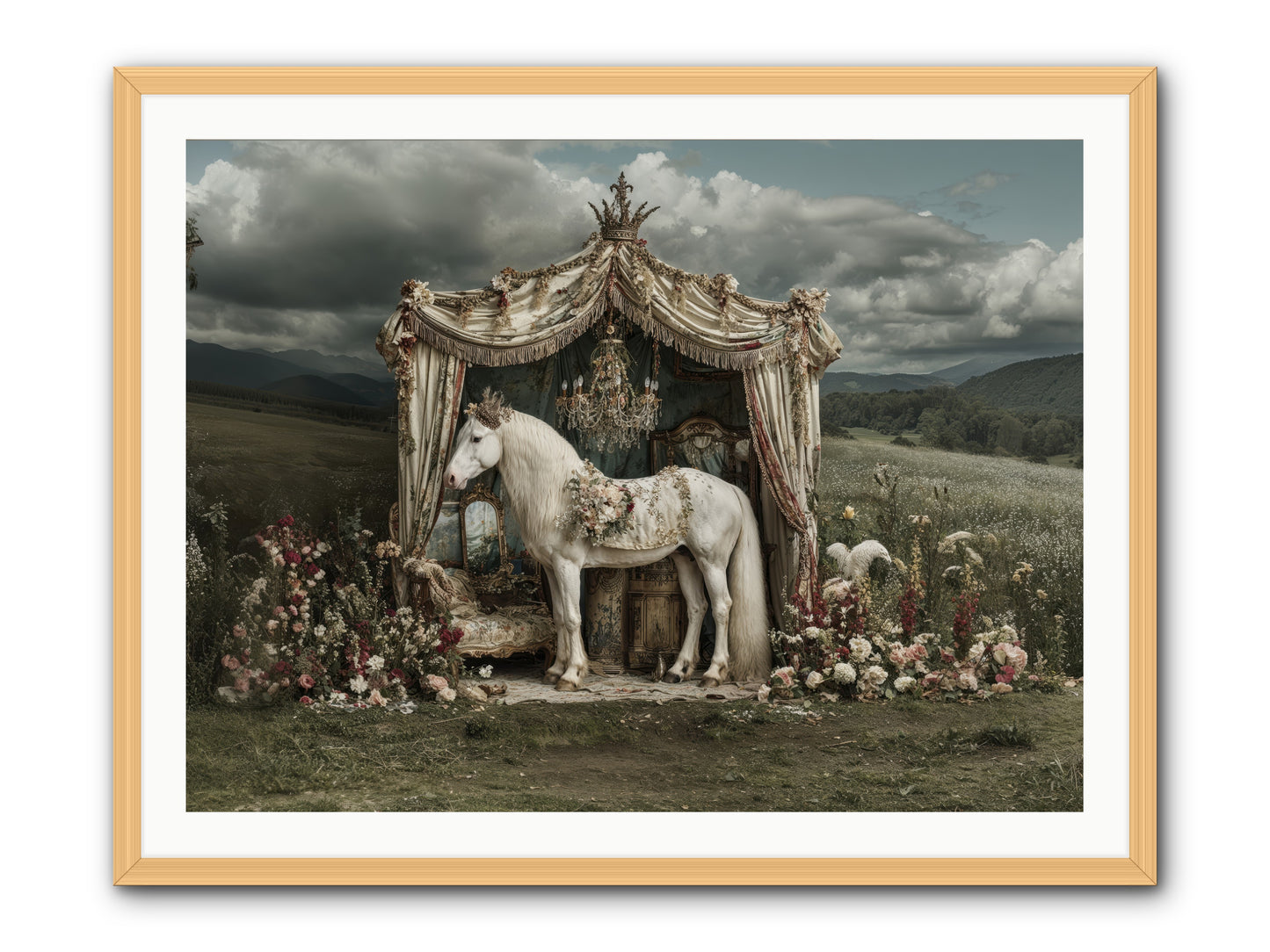 Letters in Rain -- Framed Print - Natural 40x30