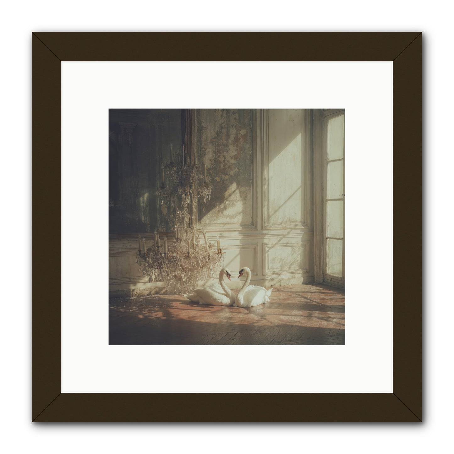 Linen Moon -- Framed Print - Black 10x10