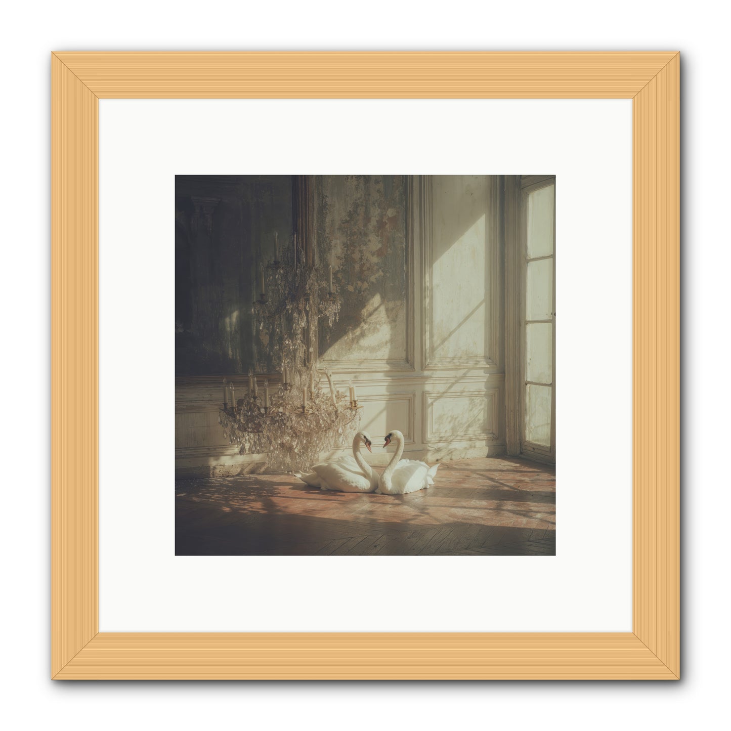 Linen Moon -- Framed Print - Natural 10x10
